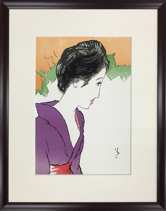 アートフレーム 日本画 竹久 夢二 晩夏の女 428x544x25mm IYT-61315  bic-6942607s1の画像