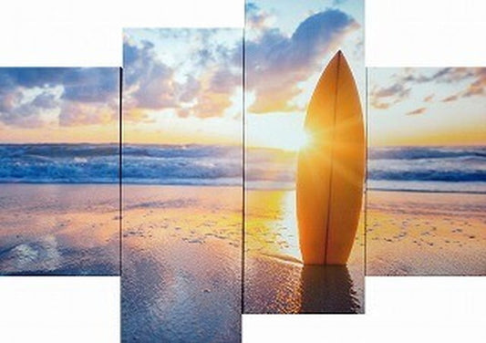 キャンバスアート Bello Canvas Art Surfboard on the beach at sunset 4枚セット 300x600x25 300x900x25mm IPT-61747  bic-7030274s1の画像