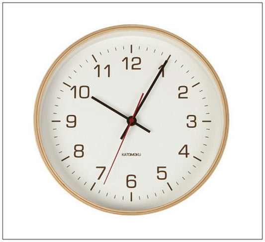 木製壁掛け時計 plywood wallclock 4 ナチュラル 252x252x50mm km-44N bic-7214087s1