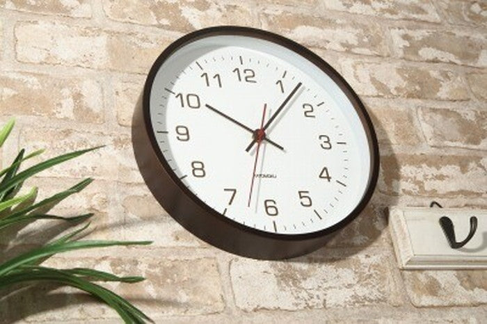 木製壁掛け時計 plywood wallclock 4 ブラウン 252x252x50mm km-44B bic-7214088s1