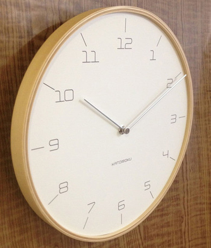 木製壁掛け時計 plywood wallclock7 Slim Clock ナチュラル φ304x30mmmm km-71N bic-7414062s1