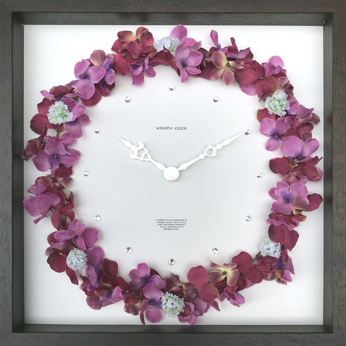 おしゃれ フラワークロック ハイドレンジア Wreath Clock Hydrangea mauve CWC-52877 bic-7985424s1