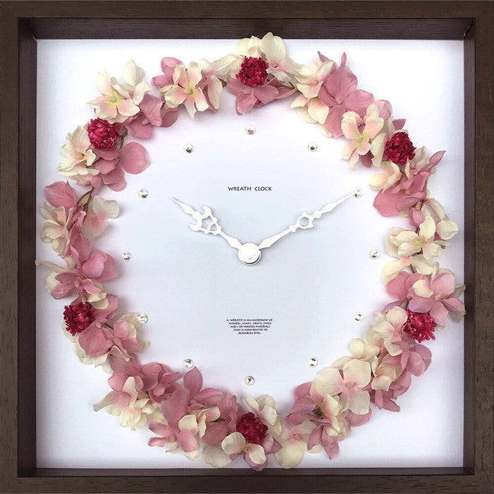 おしゃれ フラワークロック ハイドレンジア Wreath Clock Hydrangea pink CWC-52878 bic-7985425s1