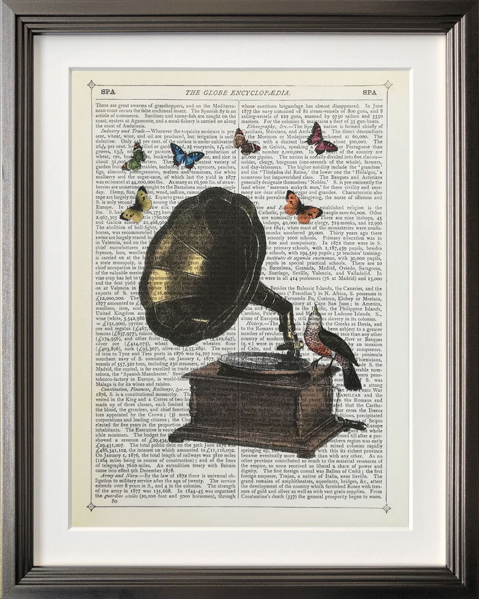 アートフレーム マリオン・マコネギー Marion McConaghie Gramophone, Bird & Butterflies IMM-62130  bic-9129585s1の画像