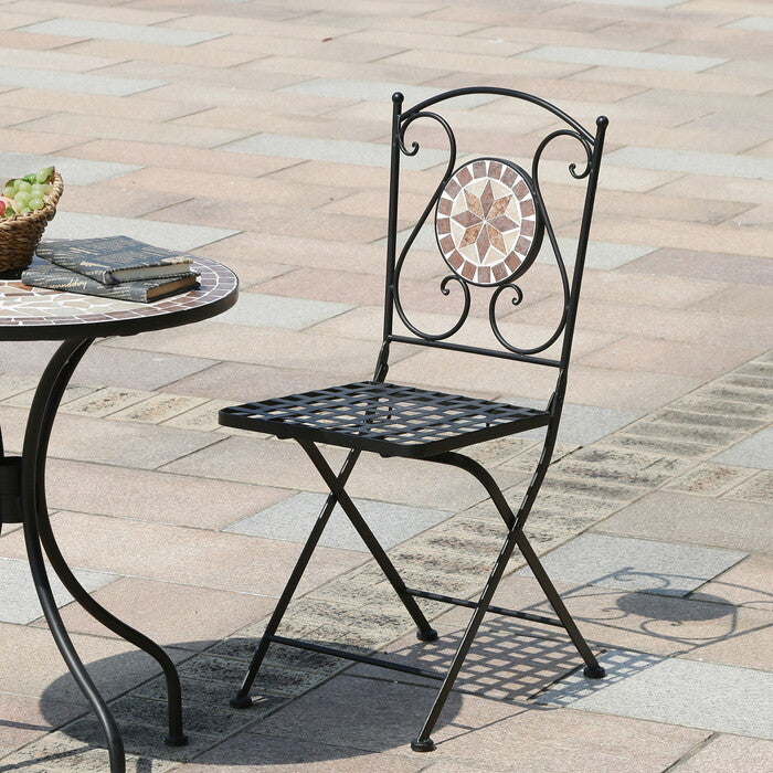 モザイクチェアー 星柄 ブラック 完成品 W395×D515×H880mm 6kg fj-10656の画像