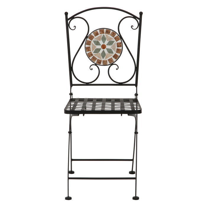 モザイクチェアー 花柄 US221362 ブラック 完成品 W395×D515×H880mm 6kg fj-10658の画像