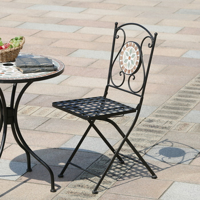 モザイクチェアー 花柄 US221362 ブラック 完成品 W395×D515×H880mm 6kg fj-10658の画像