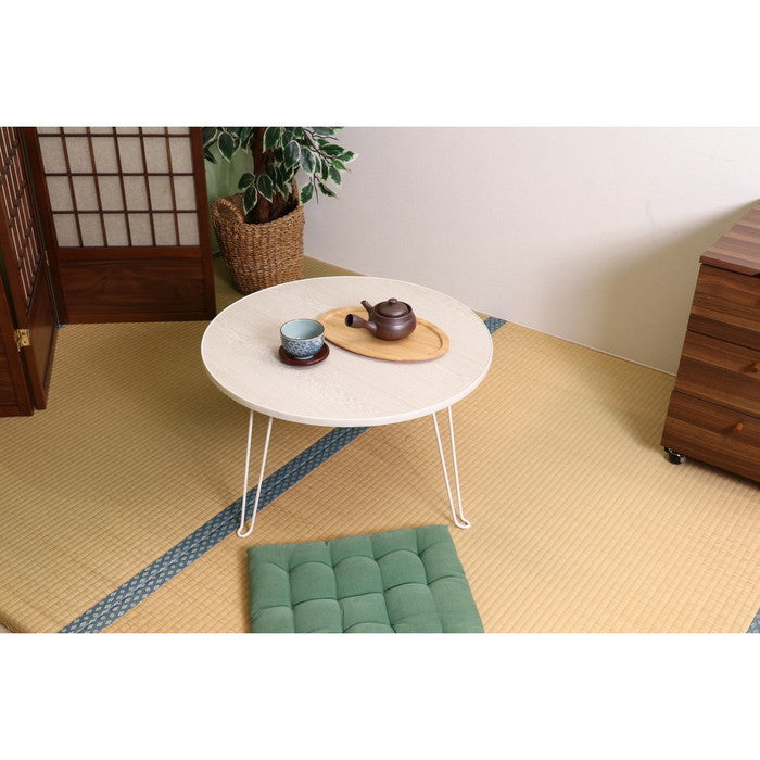 ローテーブル 丸60 ホワイトウッド P600WHW fj-10859の画像