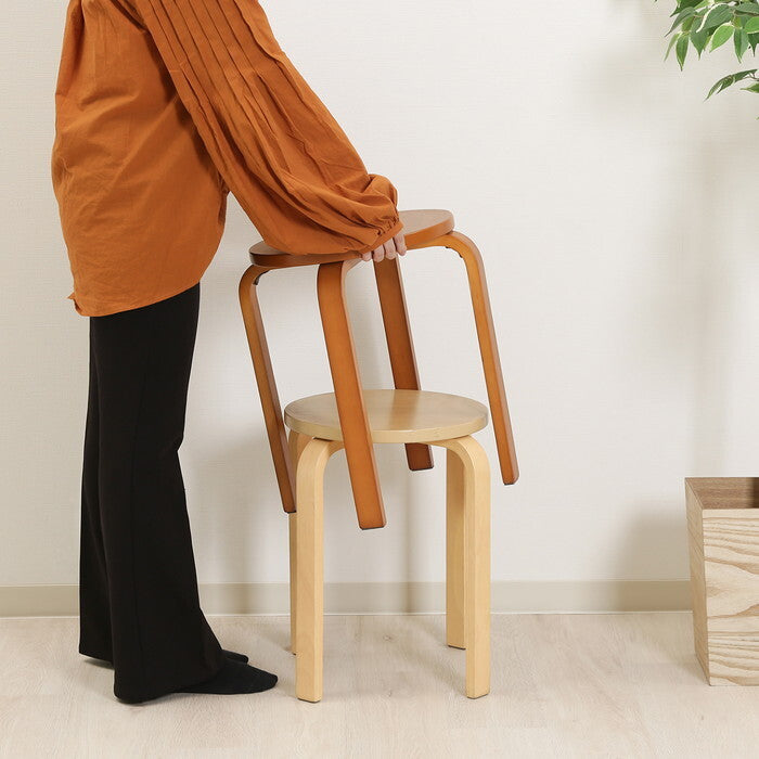 曲脚イス 木製 21 S6 BR ブラウン 完成品 W330×D330×H440mm 2.7kg fj-12837の画像