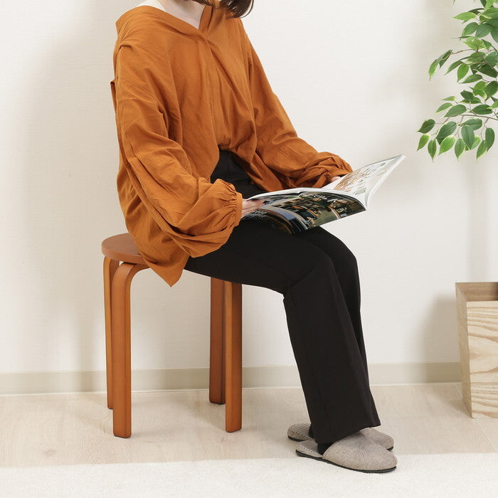 曲脚イス 木製 21 S6 BR ブラウン 完成品 W330×D330×H440mm 2.7kg fj-12837の画像