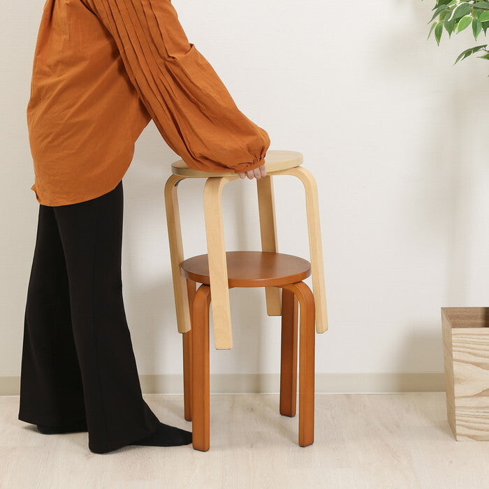 曲脚イス 木製 21 S6 NA ナチュラル 完成品 W330×D330×H440mm 2.7kg fj-12838の画像