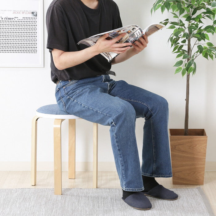 スタッキングスツール ファブリック曲木 ブルー 完成品 W320×D320×H470mm 2kg fj-14190の画像