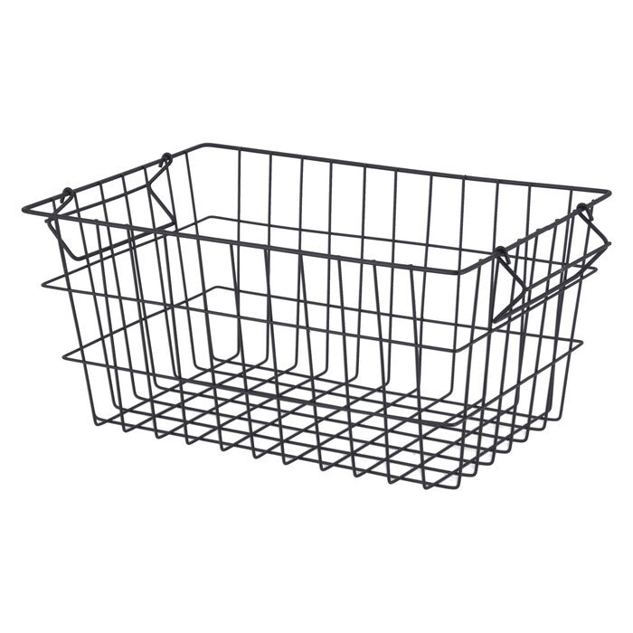 ワイヤーバスケット スタック A 黒 完成品 W370-410×D260×H180mm 0.49kg fj-14226の画像