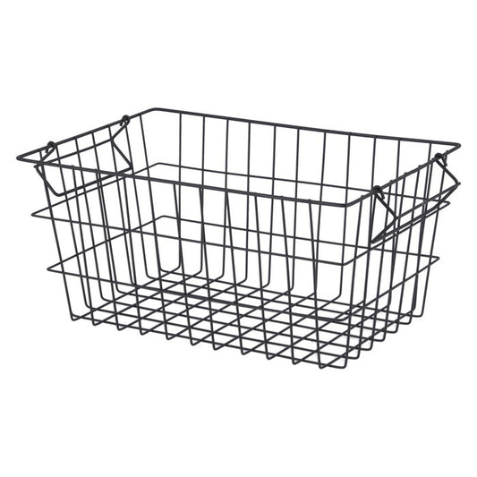 ワイヤーバスケット スタック A 黒 完成品 W370-410×D260×H180mm 0.49kg fj-14226の画像