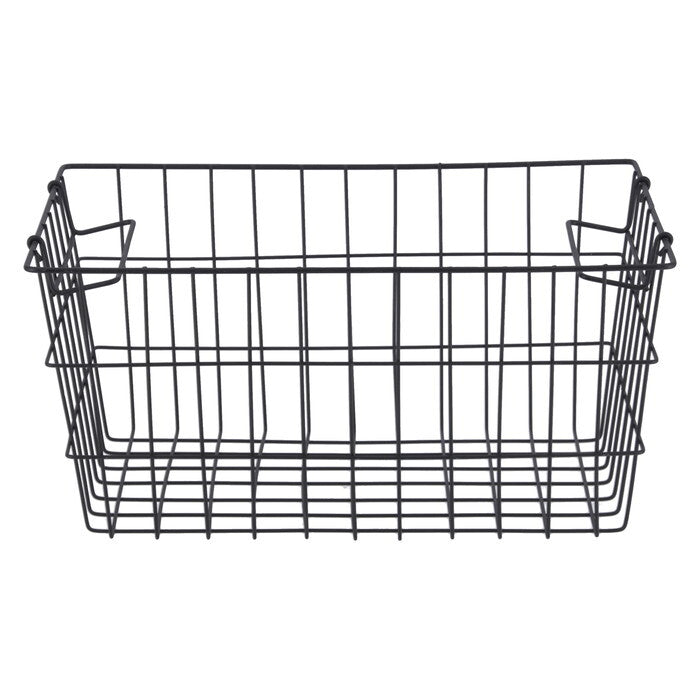 ワイヤーバスケット スタック A 黒 完成品 W370-410×D260×H180mm 0.49kg fj-14226の画像
