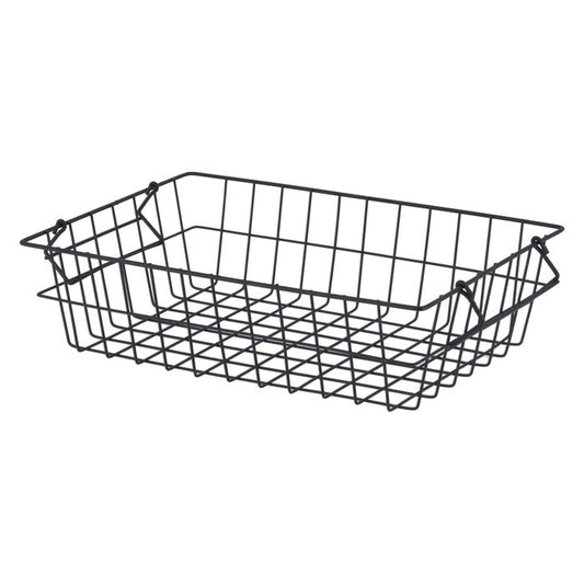 ワイヤーバスケット スタック B 黒 完成品 W370-400×D260×H100mm 0.39kg fj-14227の画像