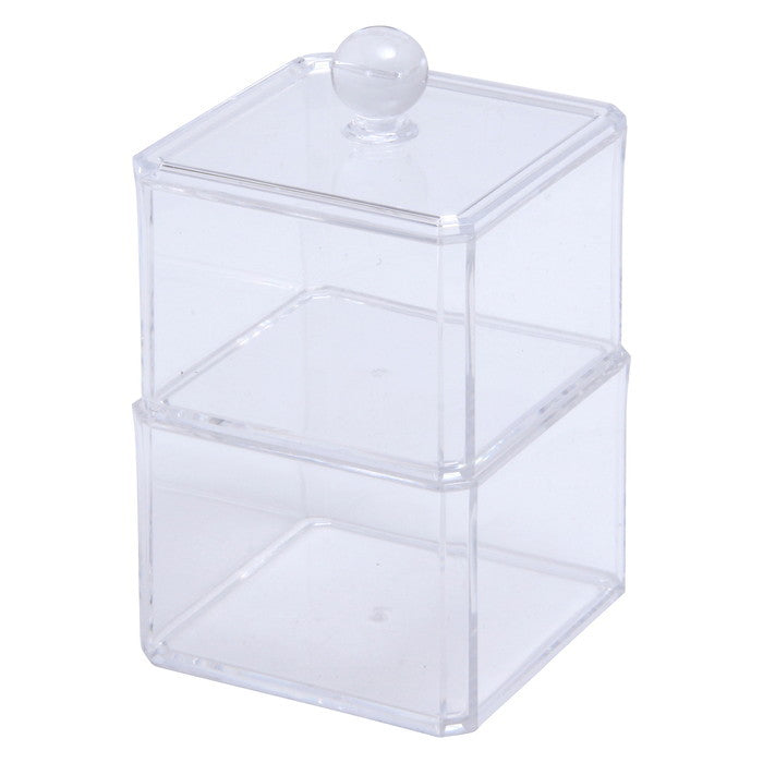 PSコスメ収納 蓋つき小物入れ2段 クリア 95 ×95 ×160 fj-14378の画像