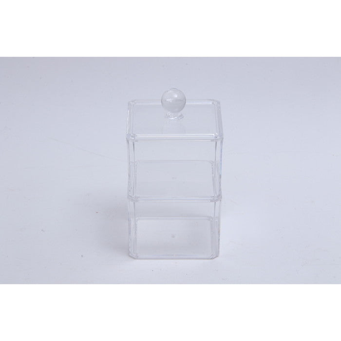 PSコスメ収納 蓋つき小物入れ2段 クリア 95 ×95 ×160 fj-14378の画像