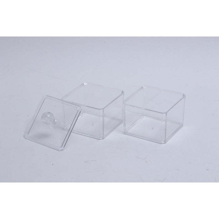 PSコスメ収納 蓋つき小物入れ2段 クリア 95 ×95 ×160 fj-14378の画像