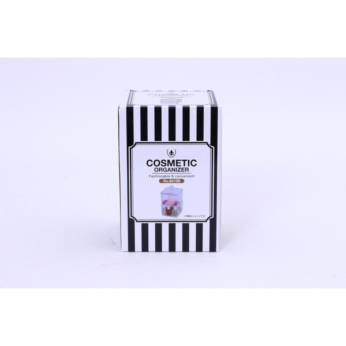 PSコスメ収納 蓋つき小物入れ2段 クリア 95 ×95 ×160 fj-14378の画像