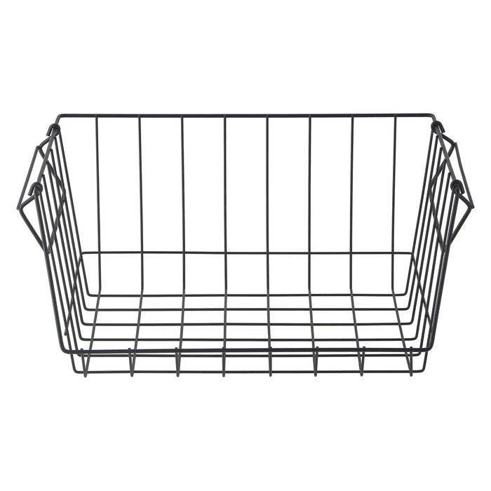 フロントオープンバスケットW37 黒 完成品 W370×D260×H180mm 0.4kg fj-14893の画像