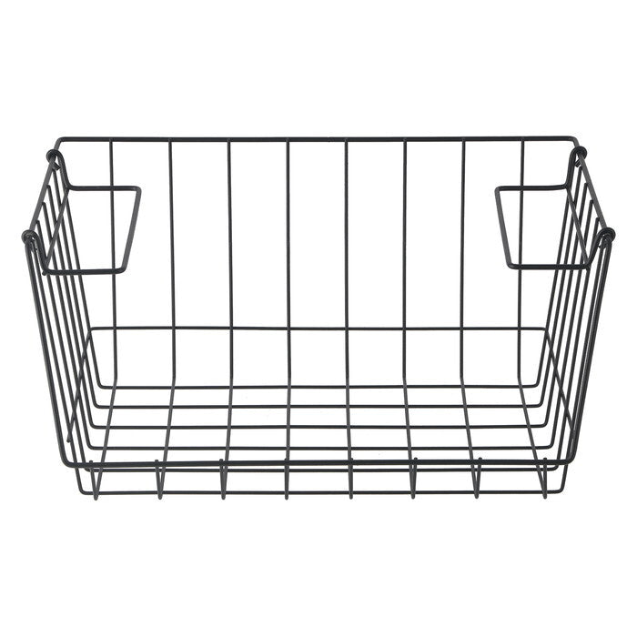 フロントオープンバスケットW37 黒 完成品 W370×D260×H180mm 0.4kg fj-14893の画像