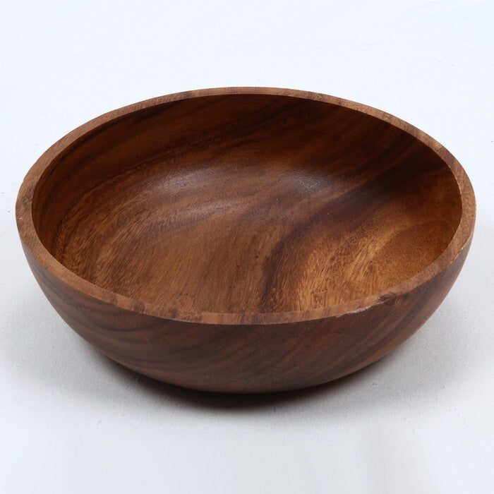 ボウルセット アカシア スプーン&フォーク付 Bラウンド ブラウン 完成品 W270×D135×H170mm 1.3kg fj-15971の画像