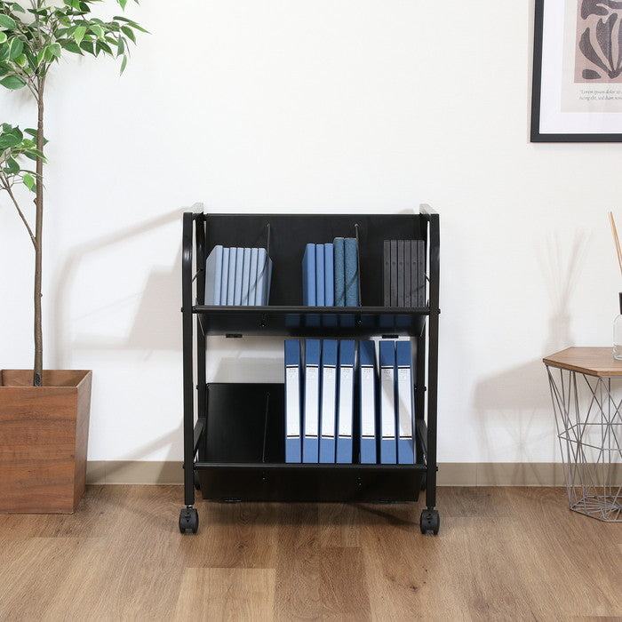 ファイルワゴン2段 ブラック TG-2 BK ブラック 幅550×奥行400×高さ720mm fj-17612の画像