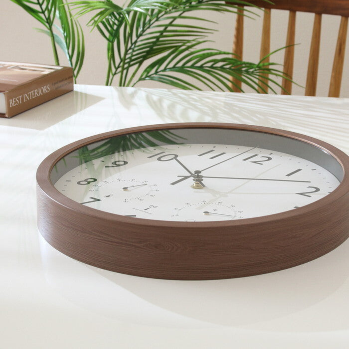 掛時計 電波 フォレスト φ30 BR ブラウン 完成品 W300×D45×H300mm 0.61kg fj-19079の画像