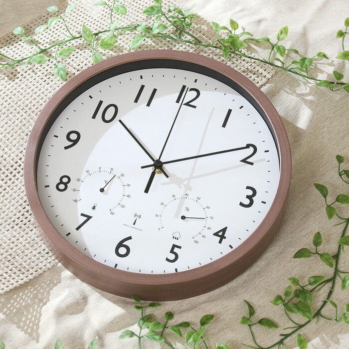 掛時計 電波 フォレスト φ30 BR ブラウン 完成品 W300×D45×H300mm 0.61kg fj-19079の画像