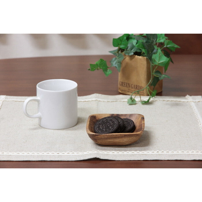 スクエアボウル アカシア S 82459･95827 ブラウン 完成品 W100×D100×H35mm 0.1kg fj-23881の画像