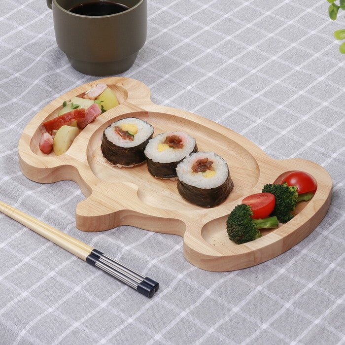 キッズプレート ゾウ ボヌール ナチュラル 完成品 W290×D190×H18mm 0.3kg fj-23912の画像