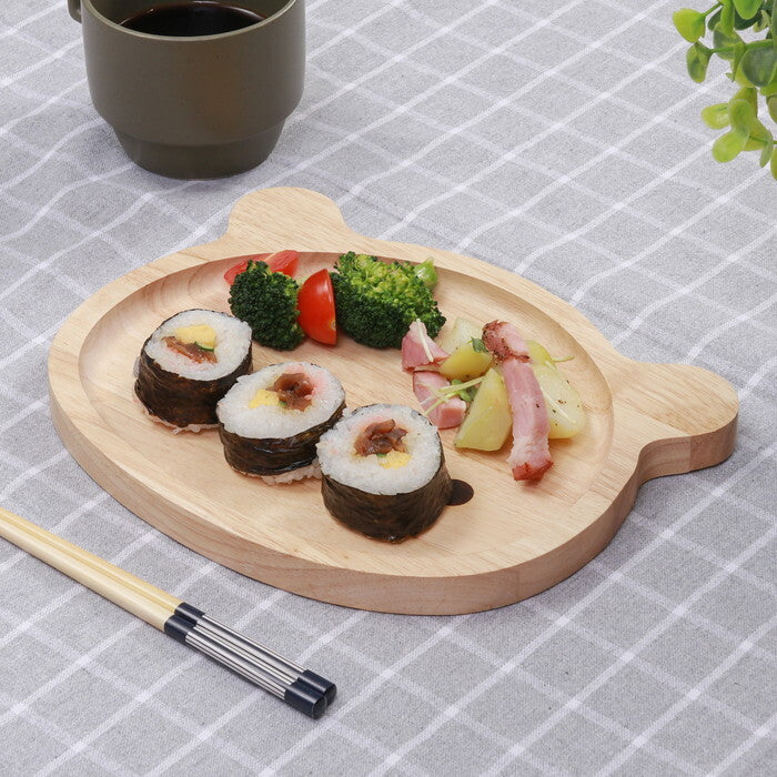 キッズプレート クマ ボヌール ナチュラル 完成品 W240×D195×H18mm 0.31kg fj-23913の画像