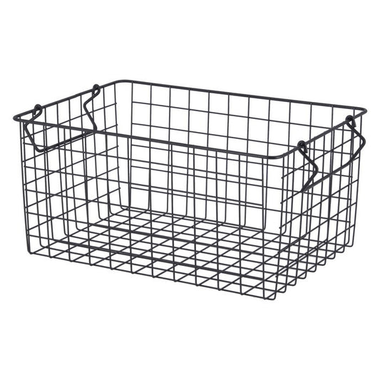 ワイヤーバスケット スタッキング BK 37x26x18 ブラック 完成品 W370-410×D260×H180mm 0.5kg fj-26680の画像