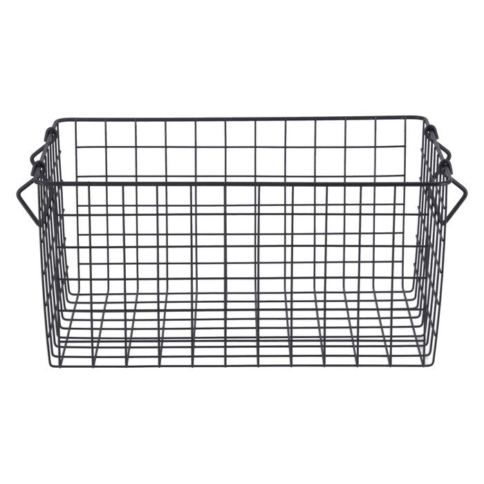 ワイヤーバスケット スタッキング BK 37x26x18 ブラック 完成品 W370-410×D260×H180mm 0.5kg fj-26680の画像