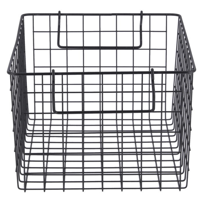 ワイヤーバスケット スタッキング BK 37x26x18 ブラック 完成品 W370-410×D260×H180mm 0.5kg fj-26680の画像