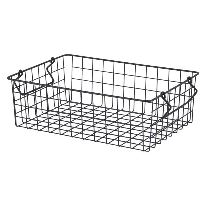ワイヤーバスケット スタッキング BK 37x26x12 ブラック 完成品 W370-410×D260×H120mm 0.4kg fj-26681の画像