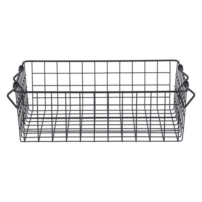 ワイヤーバスケット スタッキング BK 37x26x12 ブラック 完成品 W370-410×D260×H120mm 0.4kg fj-26681の画像