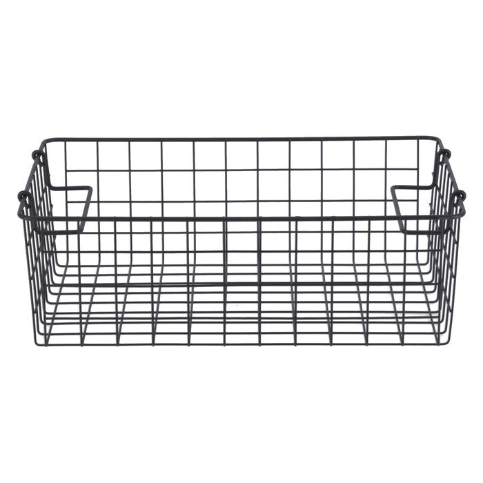 ワイヤーバスケット スタッキング BK 37x26x12 ブラック 完成品 W370-410×D260×H120mm 0.4kg fj-26681の画像