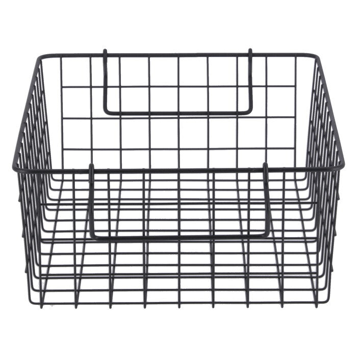 ワイヤーバスケット スタッキング BK 37x26x12 ブラック 完成品 W370-410×D260×H120mm 0.4kg fj-26681の画像