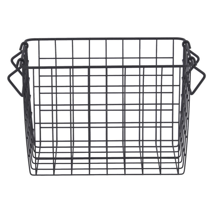 ワイヤーバスケット スタッキング BK 26x18x18 ブラック 完成品 W260-300×D180×H180mm 0.3kg fj-26682の画像
