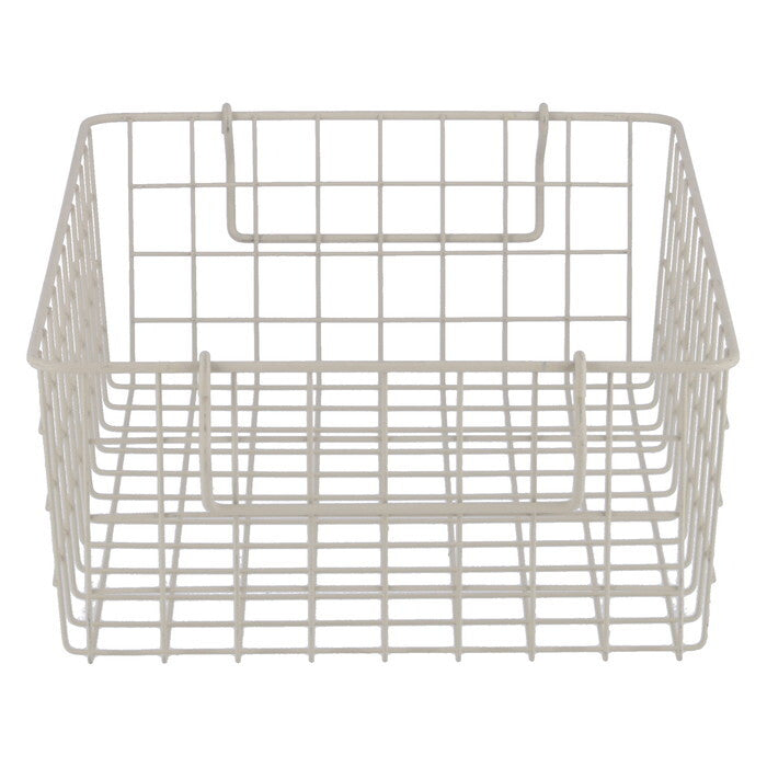 ワイヤーバスケット スタッキング WH 37x26x12 ホワイト 完成品 W370-410×D260×H120mm 0.45kg fj-26686の画像