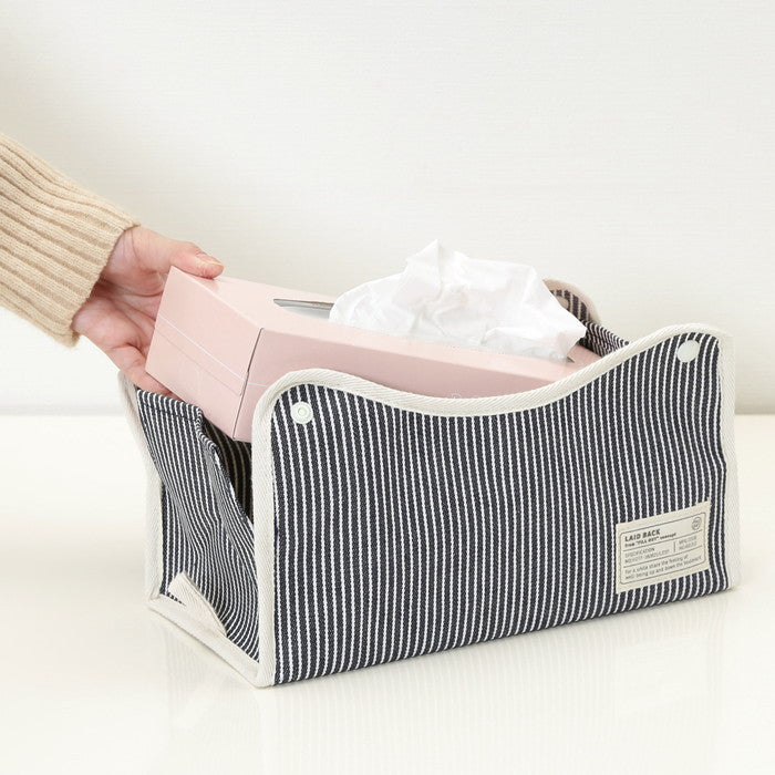 LB ティッシュケース ヒッコリー ネイビー 幅275×奥行110×高さ65 fj-27624の画像