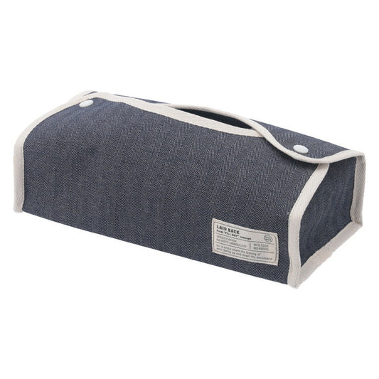 LB ティッシュケース ヘリンボーン ネイビー 幅275×奥行110×高さ65 fj-27626の画像