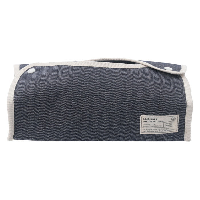 LB ティッシュケース ヘリンボーン ネイビー 幅275×奥行110×高さ65 fj-27626の画像