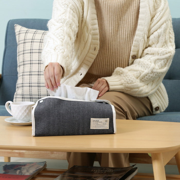 LB ティッシュケース ヘリンボーン ネイビー 幅275×奥行110×高さ65 fj-27626の画像