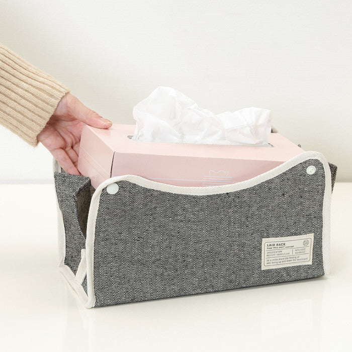 LB ティッシュケース ヘリンボーン ブラック 幅275×奥行110×高さ65 fj-27627の画像