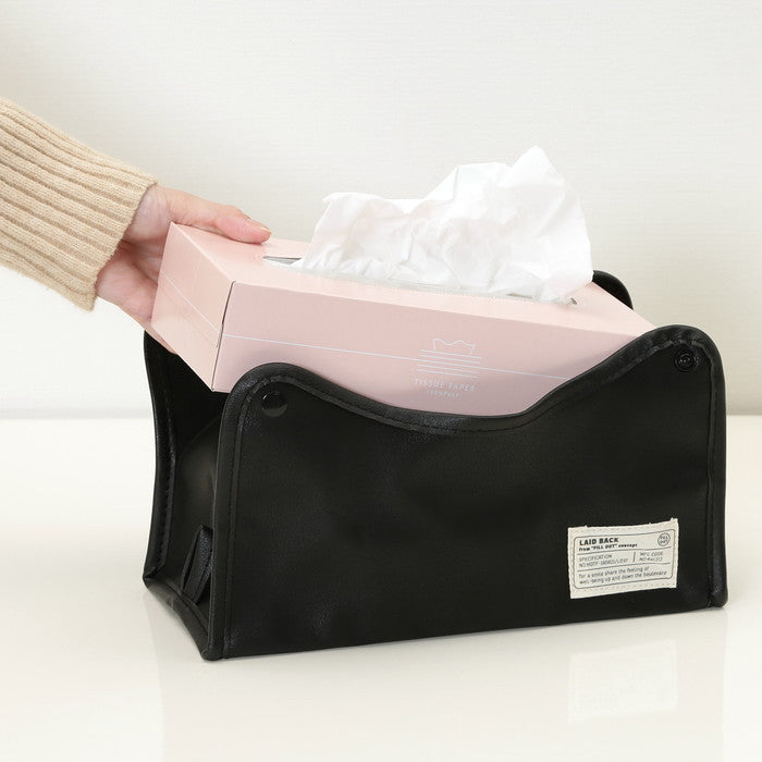 LB ティッシュケース ブラック 幅275×奥行110×高さ65 fj-27647の画像