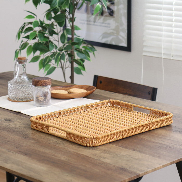 トレー 洗える 手編み ナチュラル 完成品 W360×D280×H30mm 0.32kg fj-27873の画像