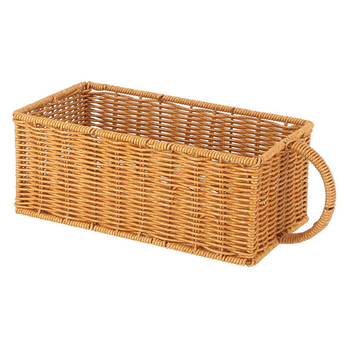 バスケット 洗える ハンドル付き ナチュラル 完成品 W340×D160×H115mm 0.36kg fj-27874の画像